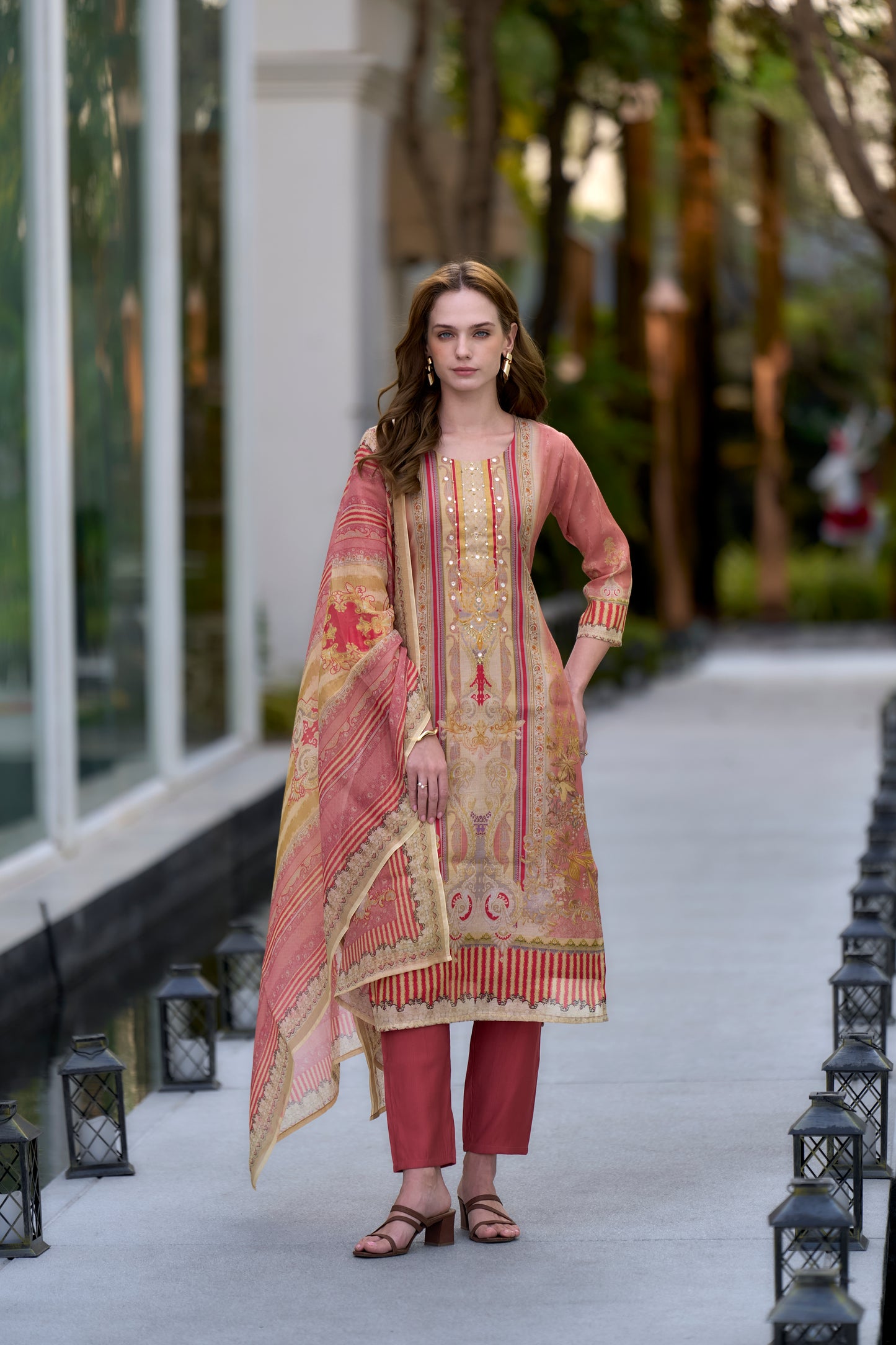 Soft Aura Handblock Kurta Set