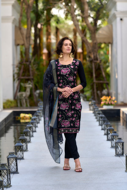 Embroidered Rayon Kurta Set