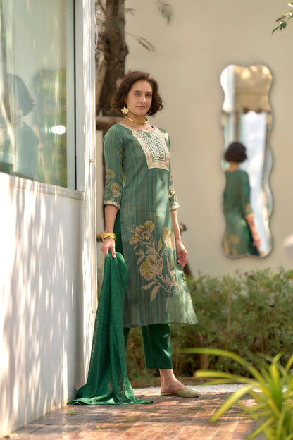 Emerald Bloom Embroidered Kurta Set