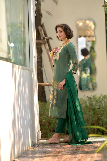 Emerald Bloom Embroidered Kurta Set