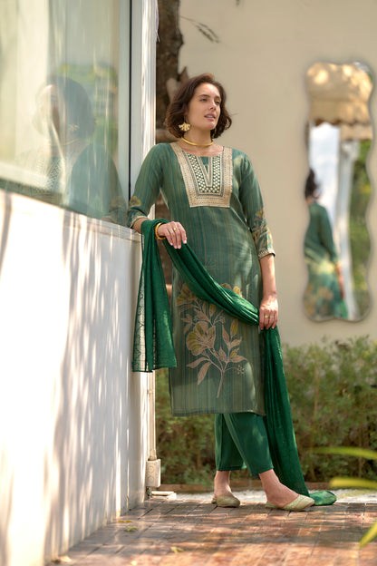 Emerald Bloom Embroidered Kurta Set