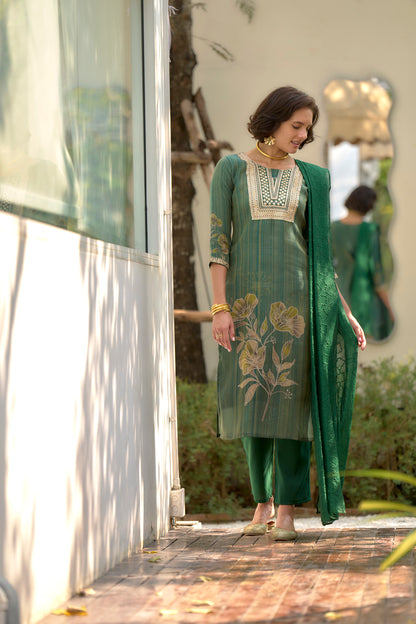 Emerald Bloom Embroidered Kurta Set