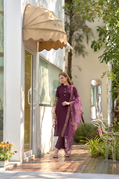 Wine Royale Roman Kurta Set