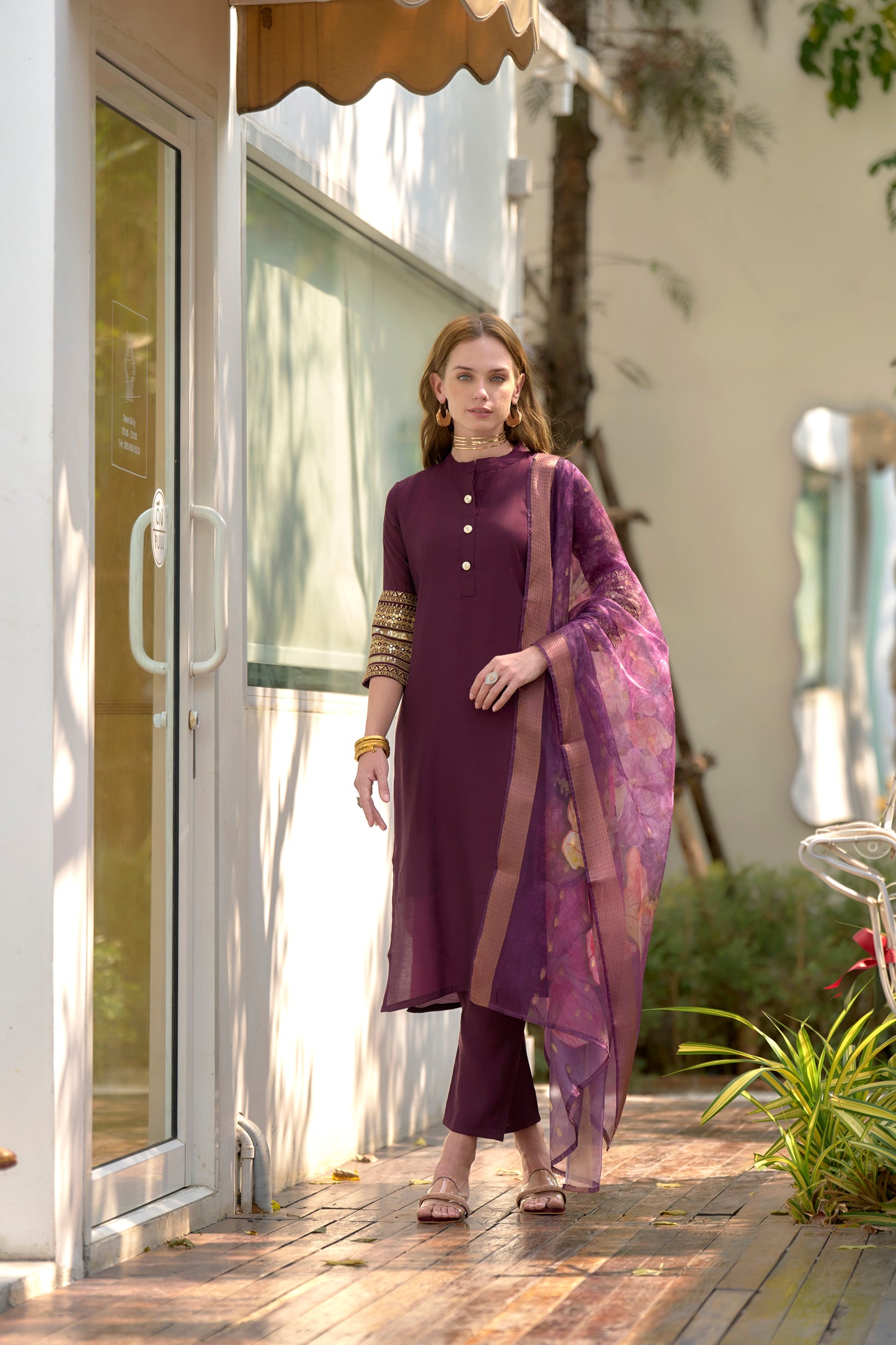 Wine Royale Roman Kurta Set