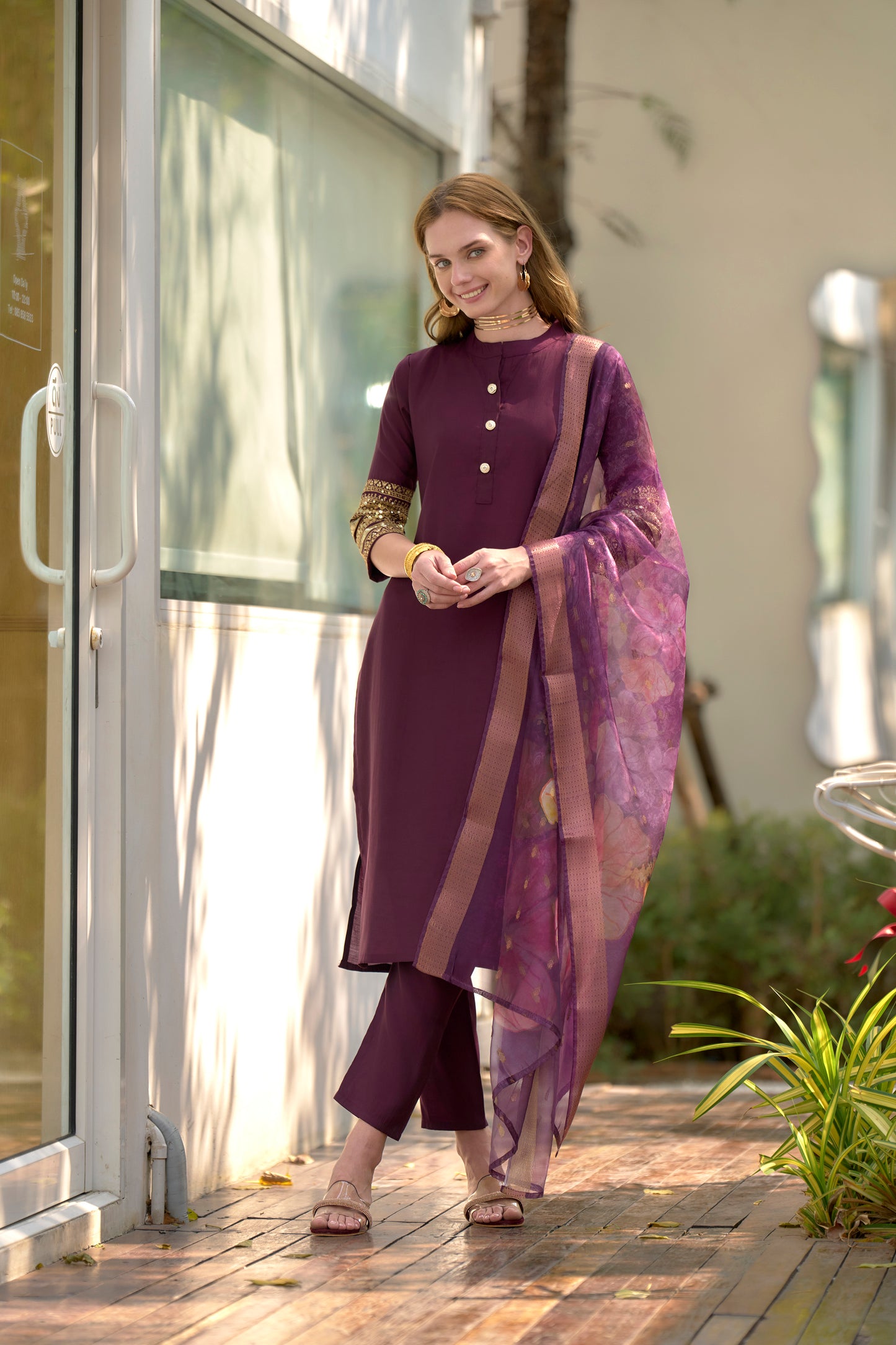 Wine Royale Roman Kurta Set