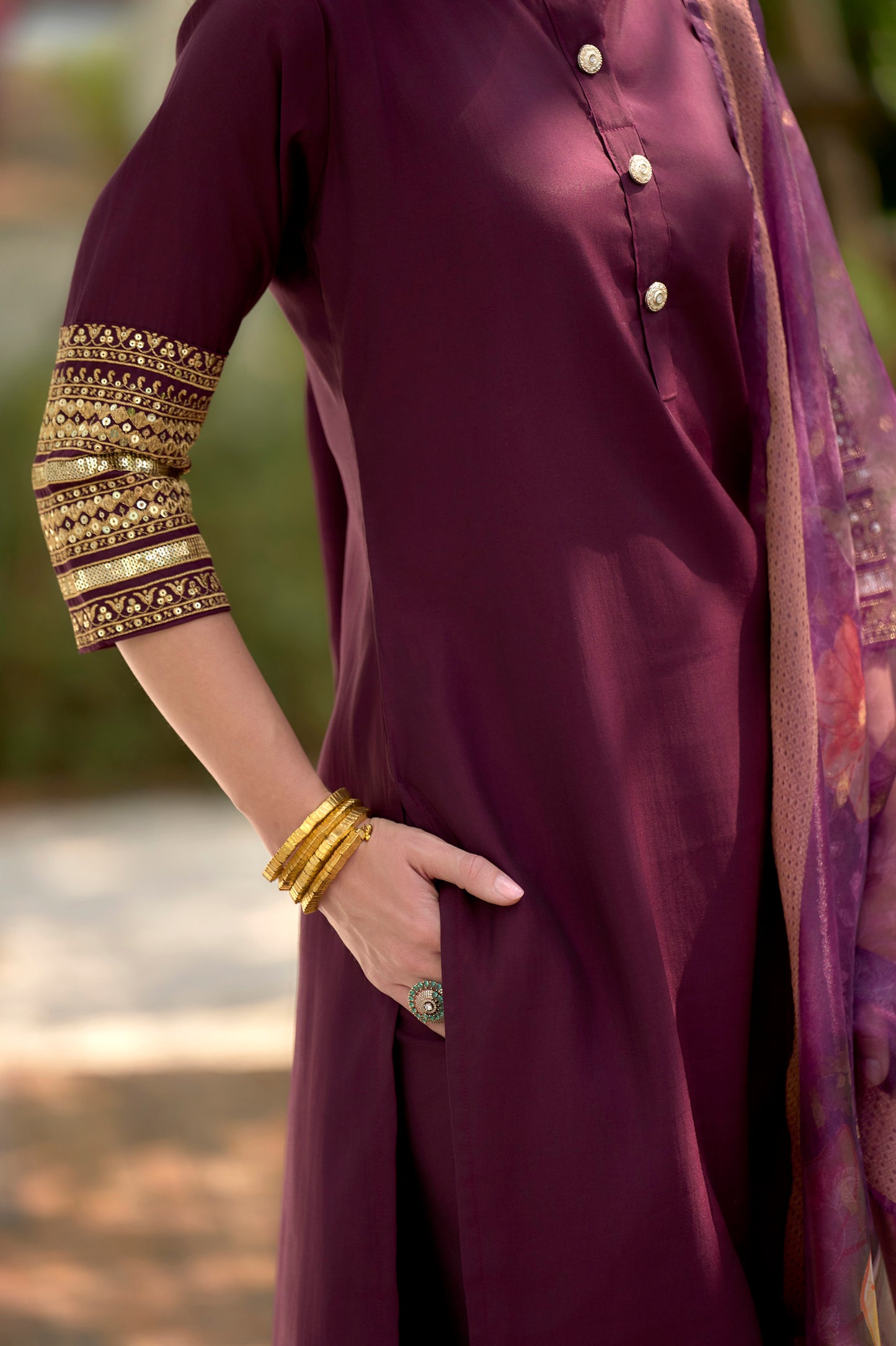 Wine Royale Roman Kurta Set