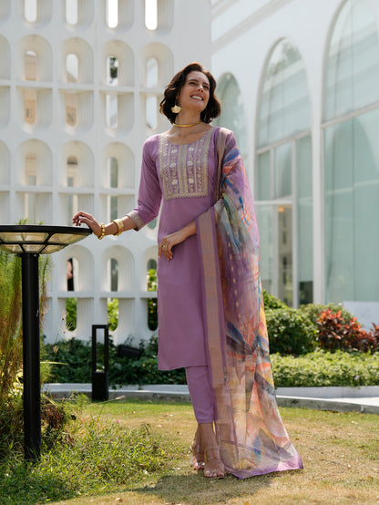 Lavender Luxe Embroidered Kurta Set