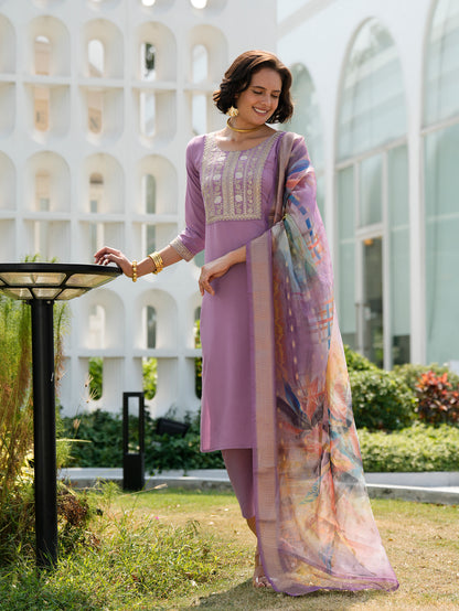 Lavender Luxe Embroidered Kurta Set