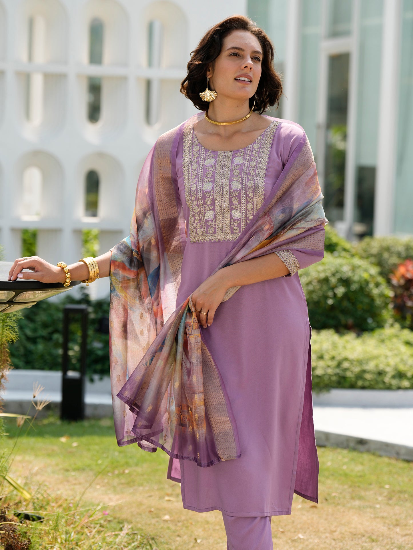 Lavender Luxe Embroidered Kurta Set