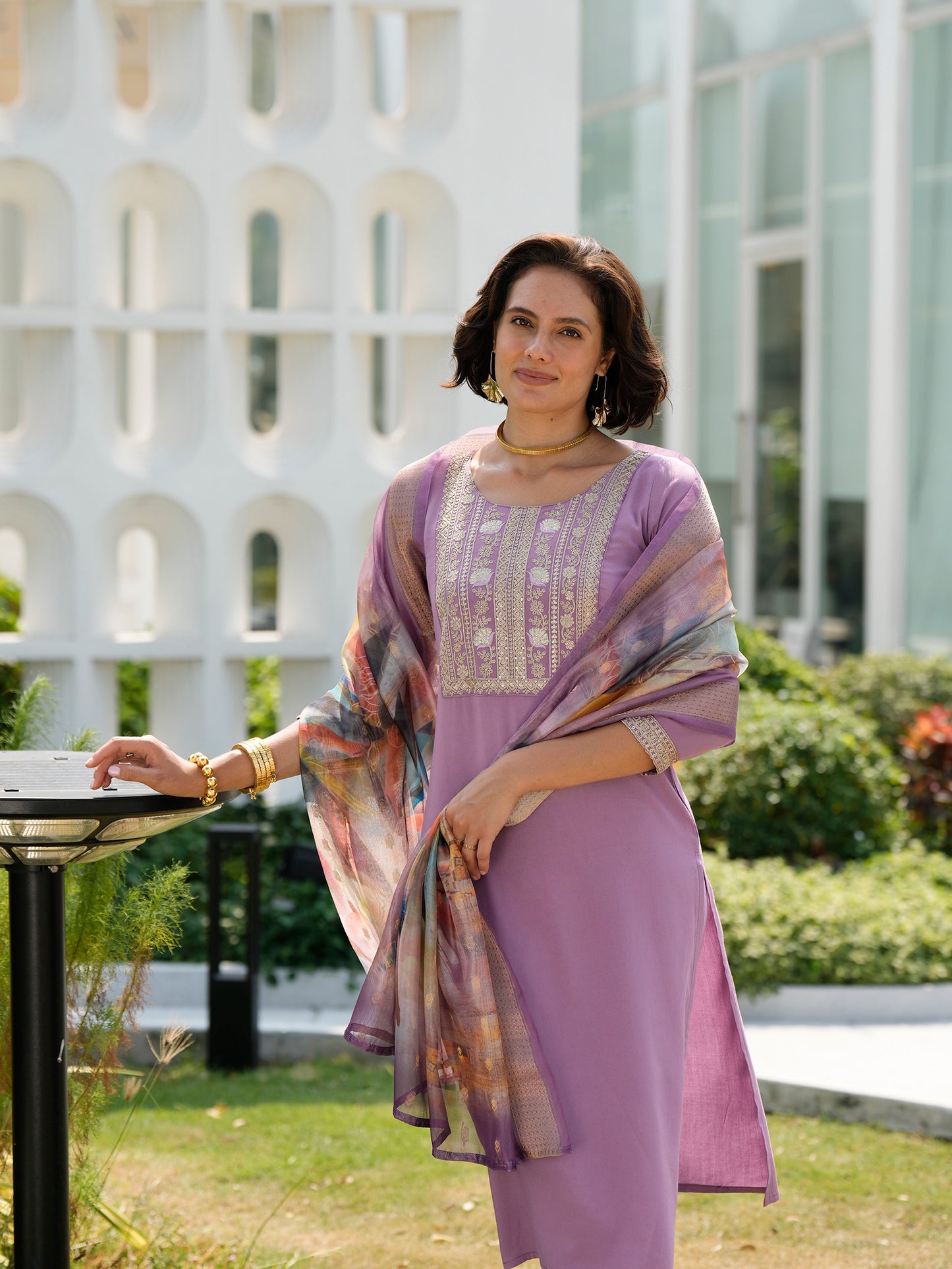 Lavender Luxe Embroidered Kurta Set