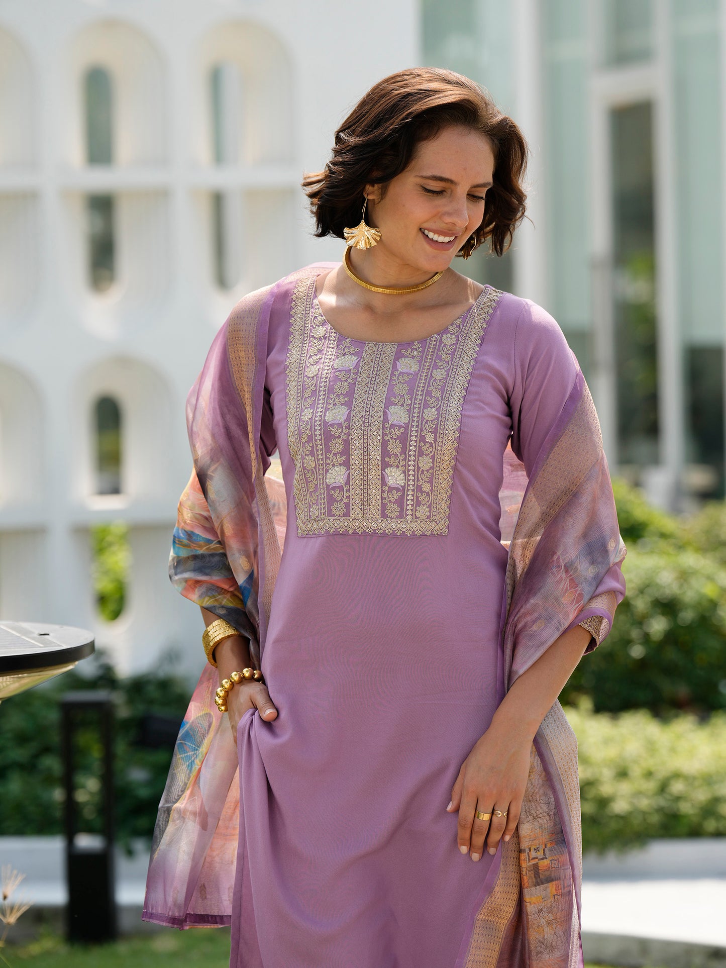 Lavender Luxe Embroidered Kurta Set
