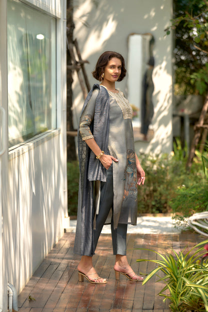 Moonstone Bloom Embroidered Kurta Set