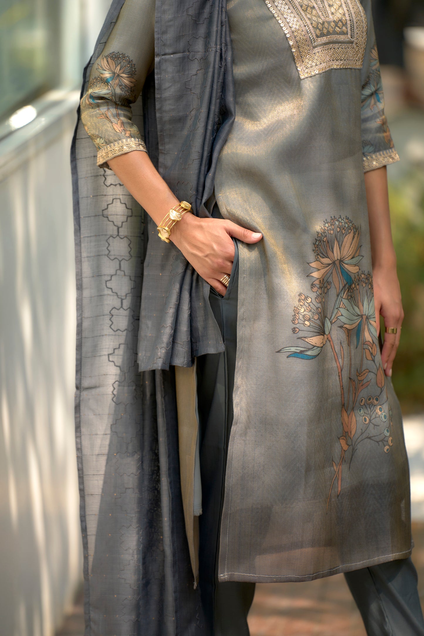 Moonstone Bloom Embroidered Kurta Set