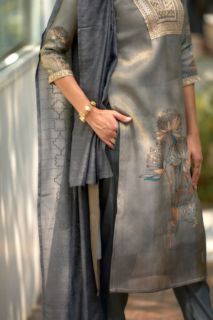 Moonstone Bloom Embroidered Kurta Set