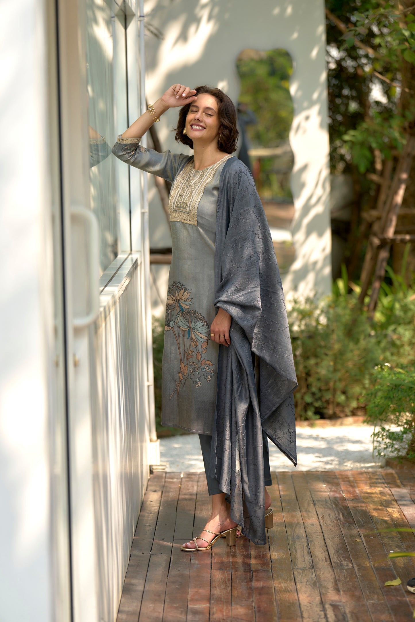 Moonstone Bloom Embroidered Kurta Set