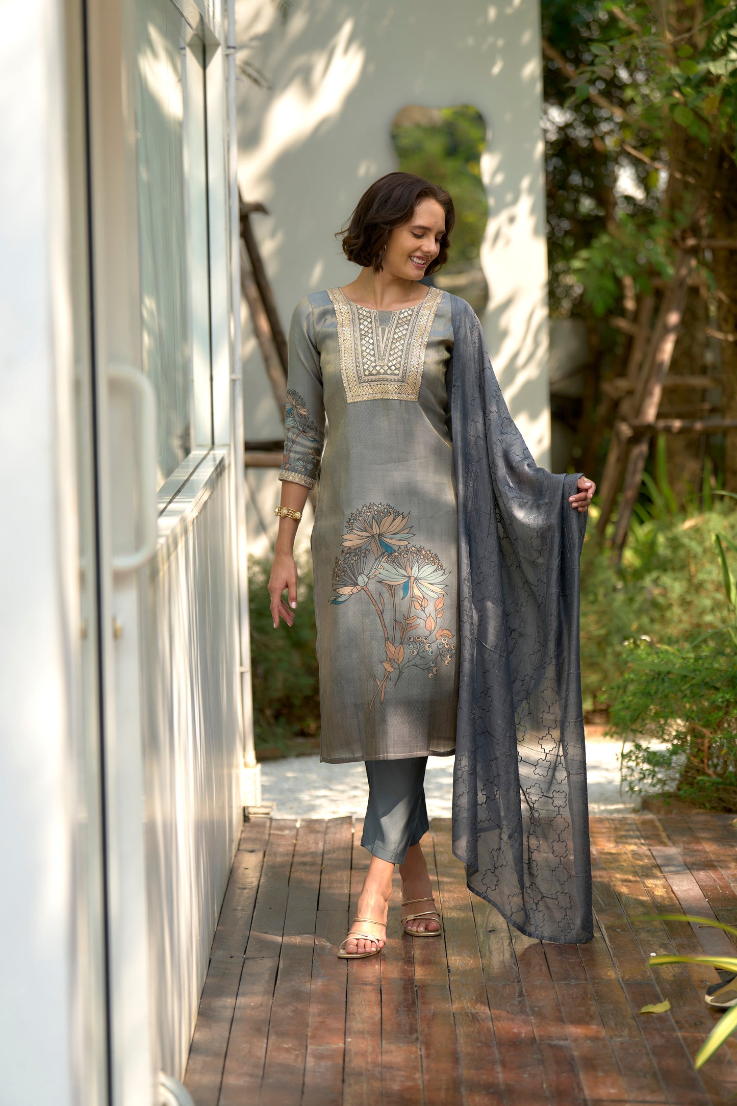 Moonstone Bloom Embroidered Kurta Set