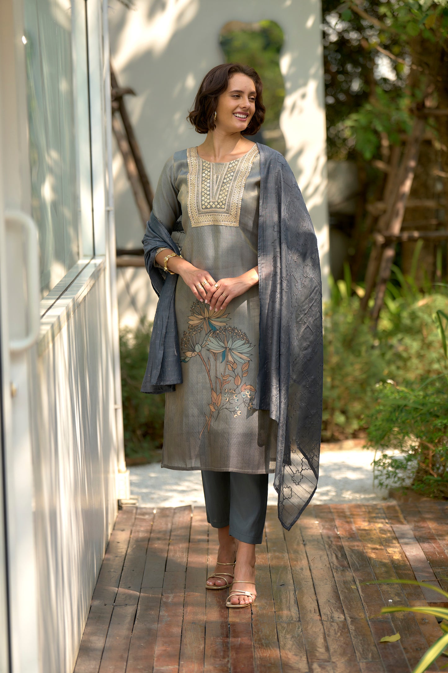 Moonstone Bloom Embroidered Kurta Set