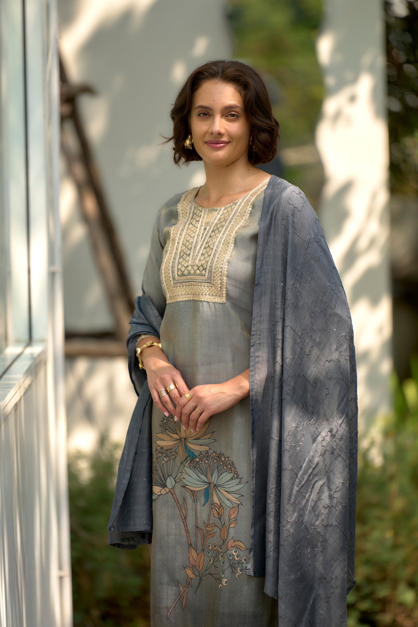 Moonstone Bloom Embroidered Kurta Set