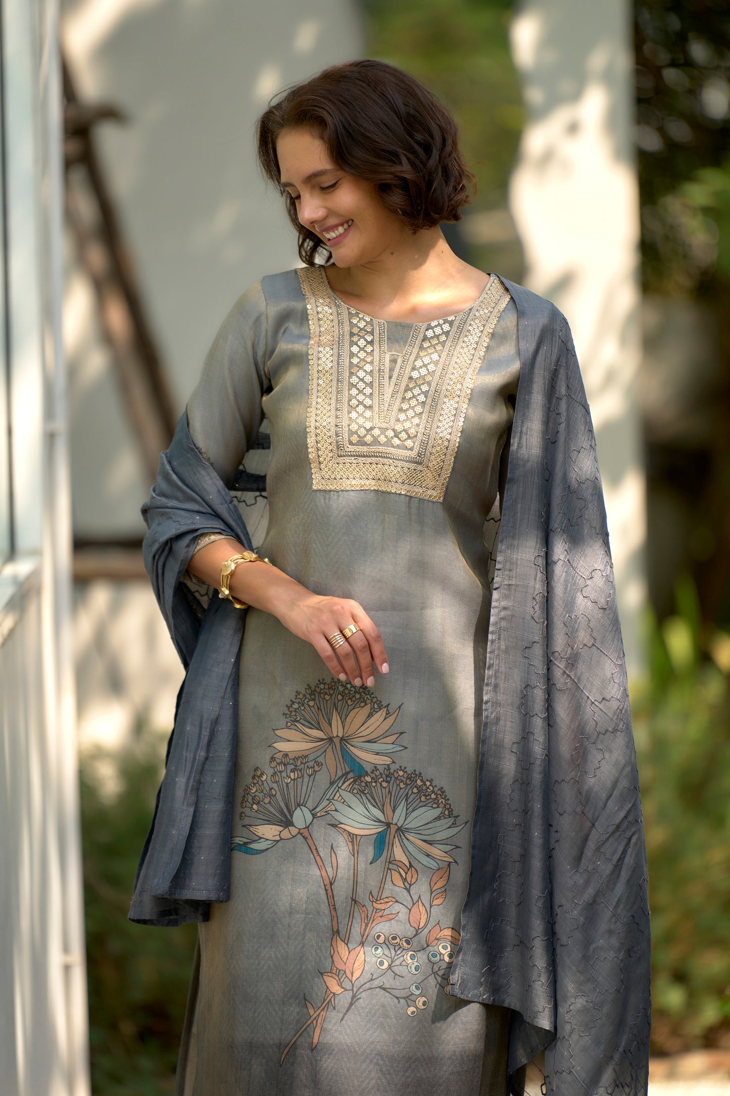 Moonstone Bloom Embroidered Kurta Set