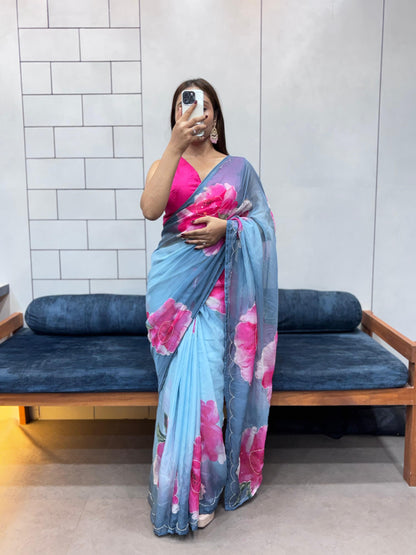 CELEBRITY STYLE TABI SOFT HANDWORK SAREE
