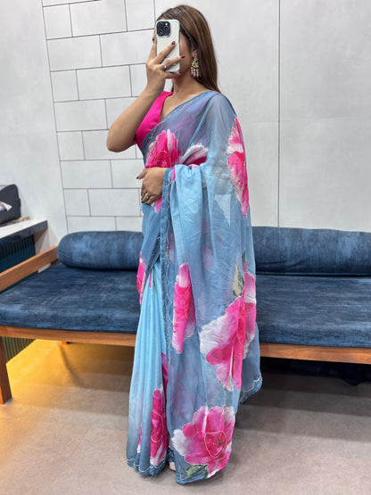 CELEBRITY STYLE TABI SOFT HANDWORK SAREE