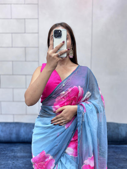 CELEBRITY STYLE TABI SOFT HANDWORK SAREE