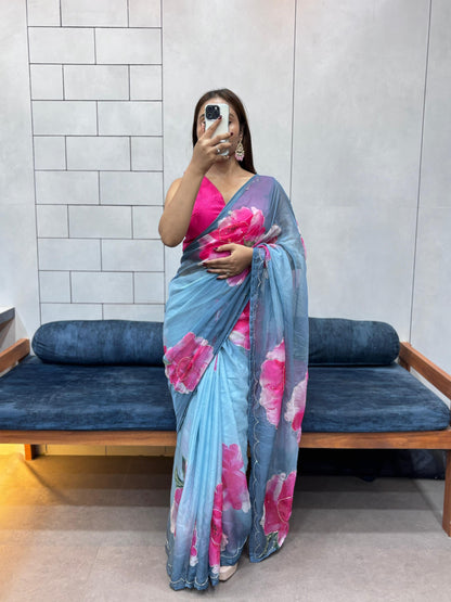 CELEBRITY STYLE TABI SOFT HANDWORK SAREE