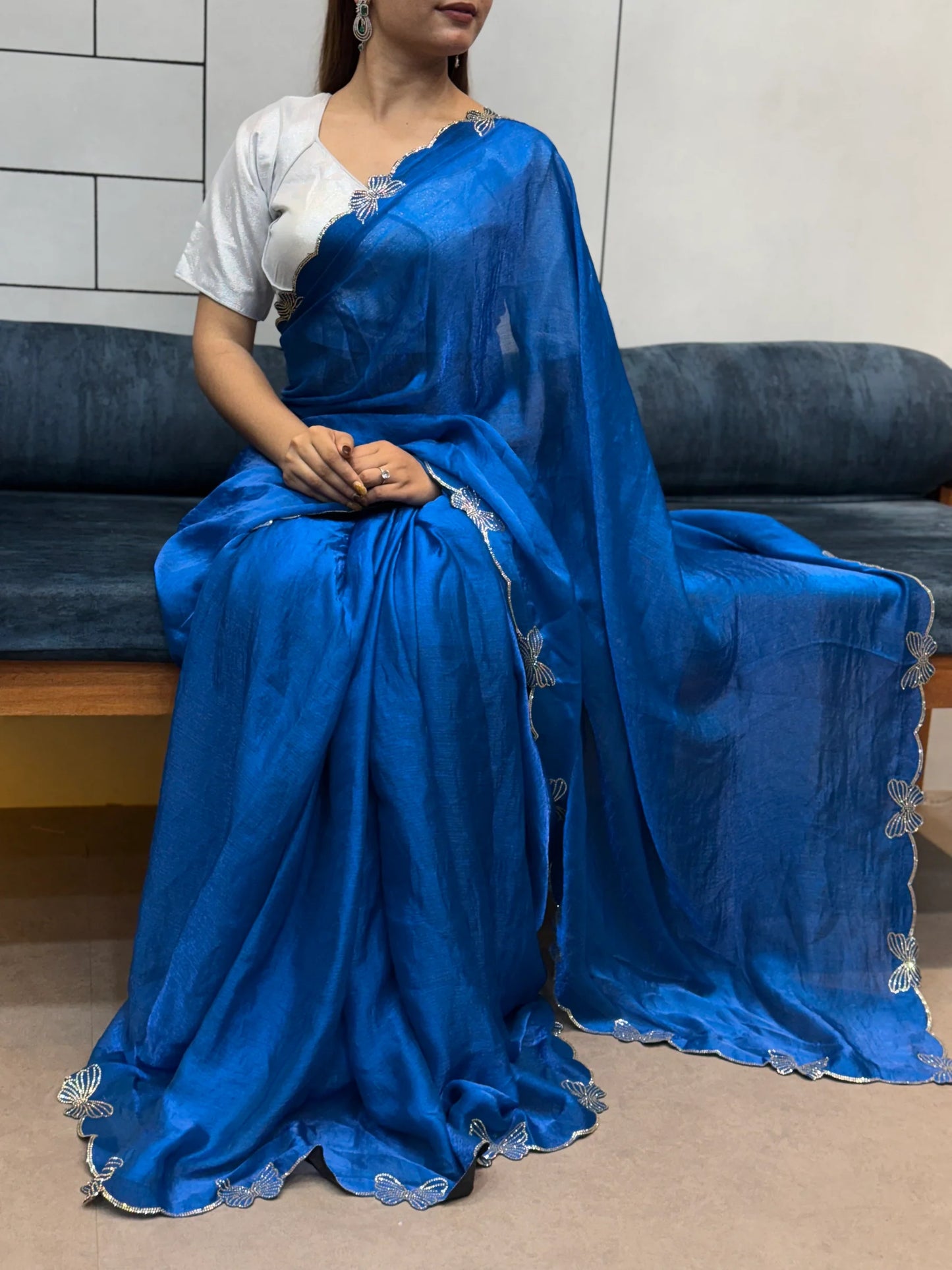 *RAMA BUTTERFLY 🦋 CUT DANA DIAMOND 💎 PANEL WORK SAREE*