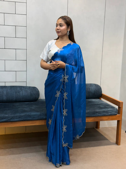 *RAMA BUTTERFLY 🦋 CUT DANA DIAMOND 💎 PANEL WORK SAREE*