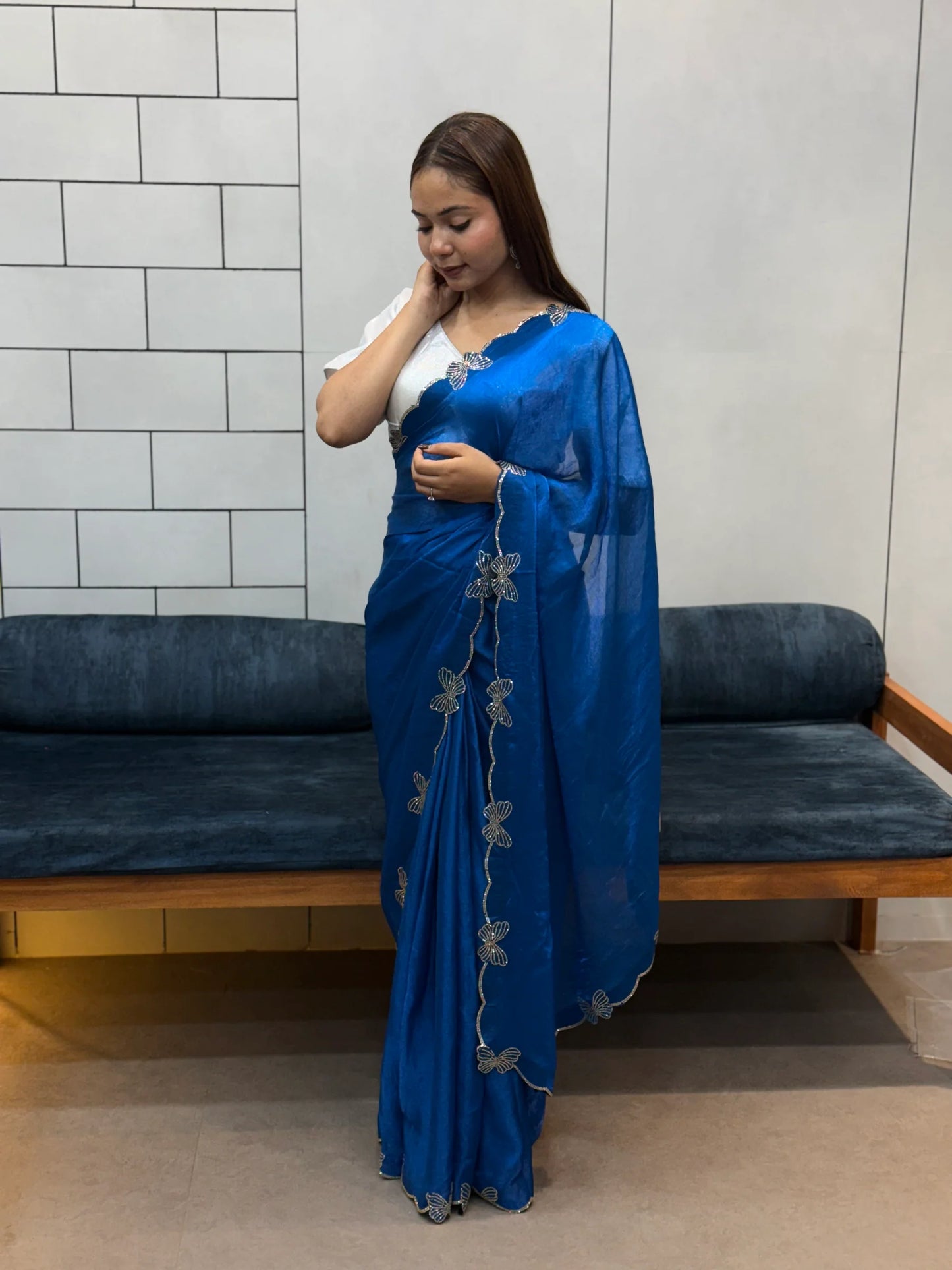 *RAMA BUTTERFLY 🦋 CUT DANA DIAMOND 💎 PANEL WORK SAREE*