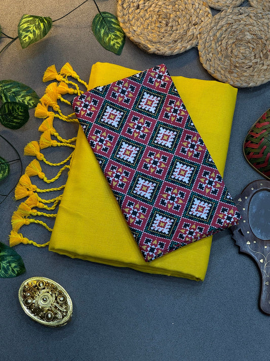 Handwoven Charcoal Grey Khadi Cotton Saree with Black & White Tassels and Elephant Motif Digital Print Blouse