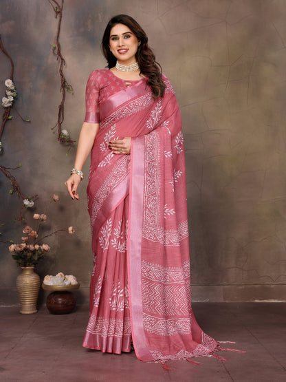 Inithi Woven Bollywood Cotton Linen Saree