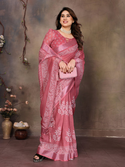 Inithi Woven Bollywood Cotton Linen Saree