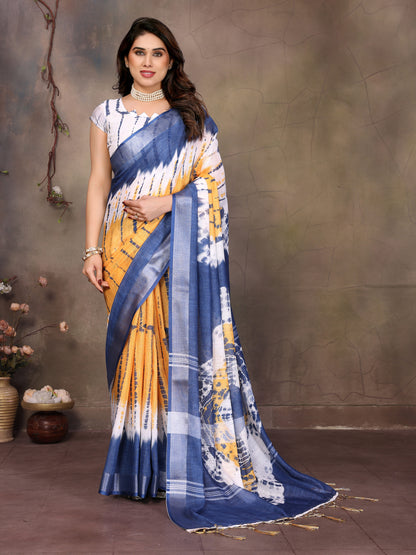 Linen World Handwoven Cotton Ikat Saree
