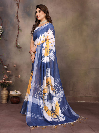 Linen World Handwoven Cotton Ikat Saree