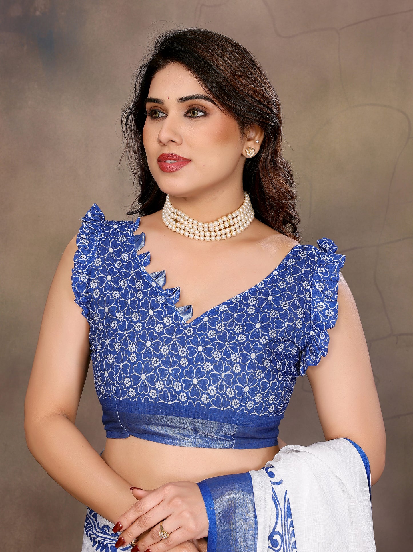 Sky Blue Woven Linen Saree