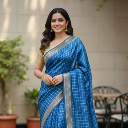 Viscose Goergette Chex Weaving Saree