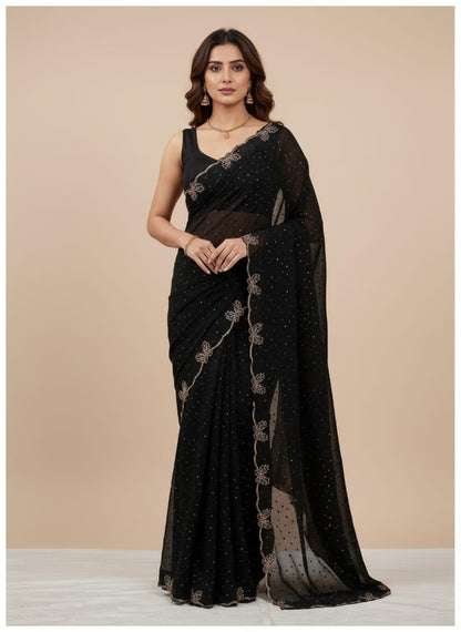 Beautiful Swarovski work all over saree