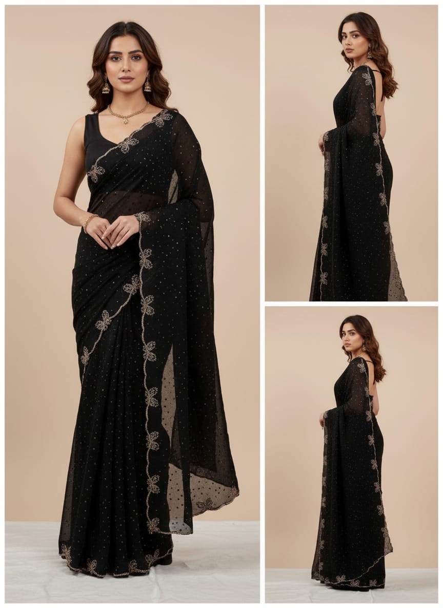 Beautiful Swarovski work all over saree