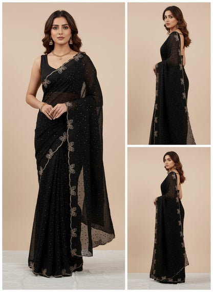 Beautiful Swarovski work all over saree