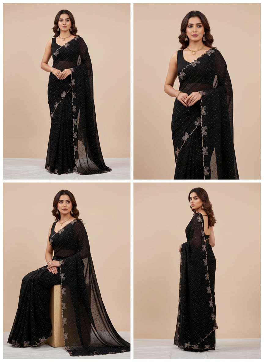 Beautiful Swarovski work all over saree