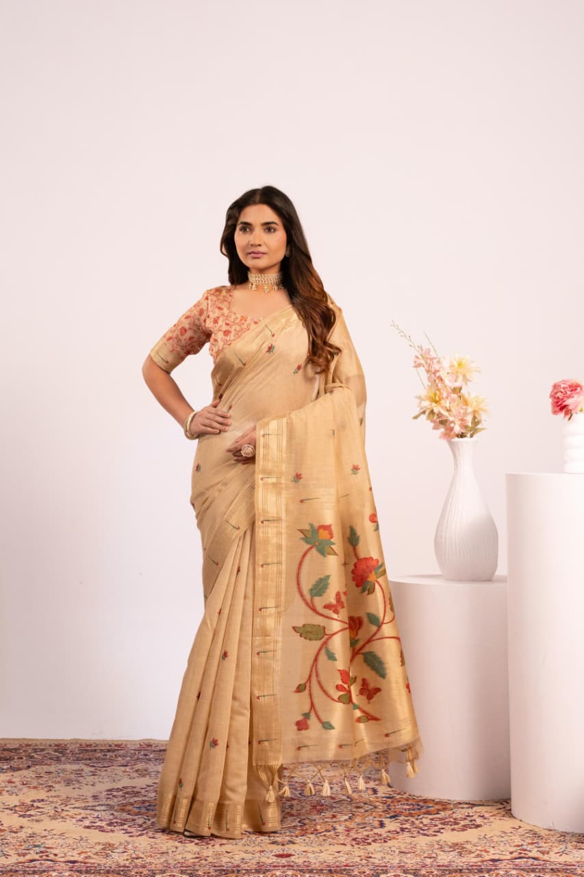 Premium Soft moga cotton paithani saree