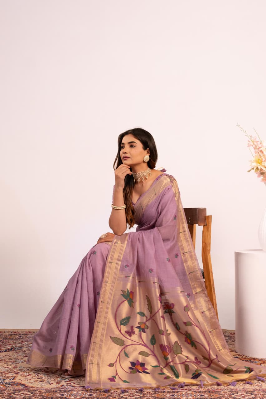 Premium Soft moga cotton paithani saree
