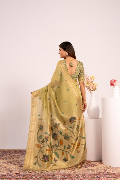 Premium Soft moga cotton paithani saree