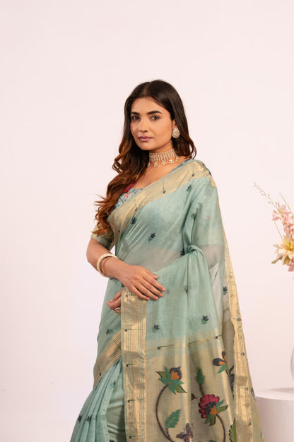 Premium Soft moga cotton paithani saree