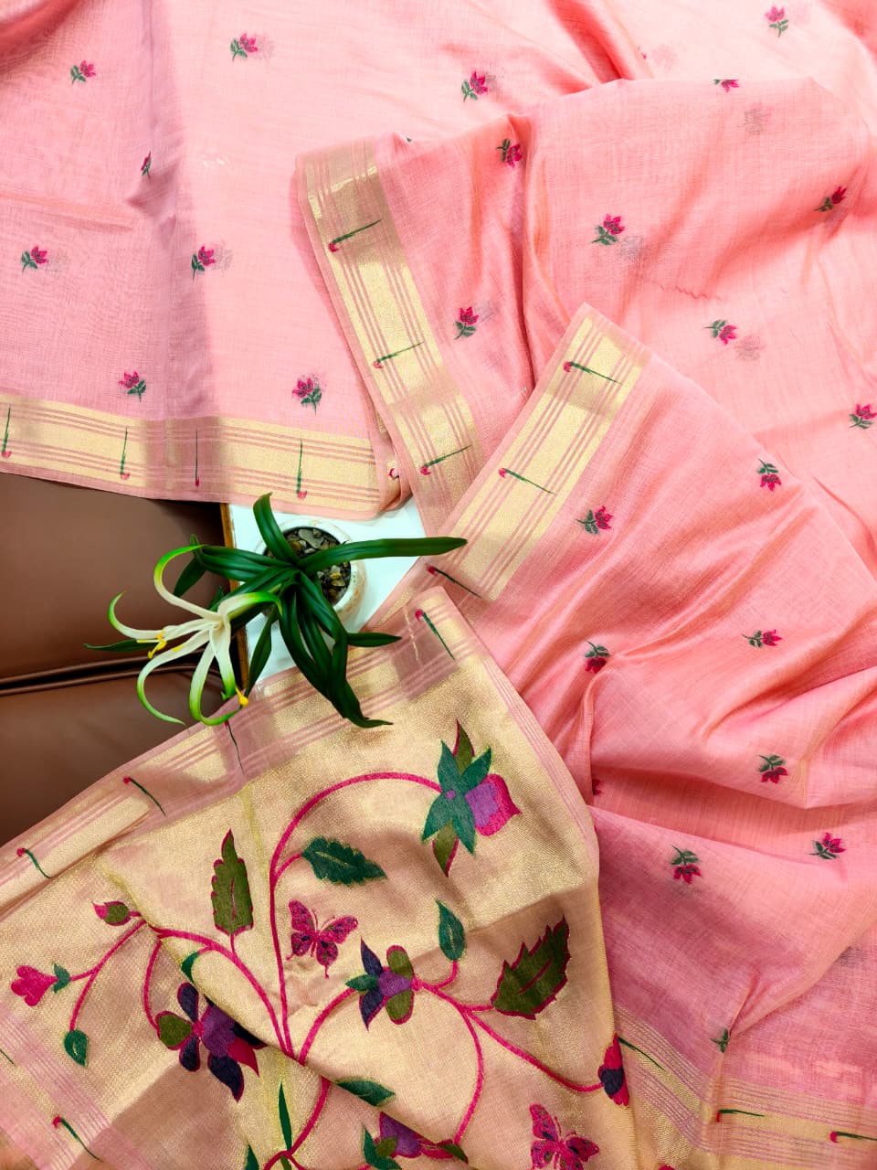 Premium Soft moga cotton paithani saree