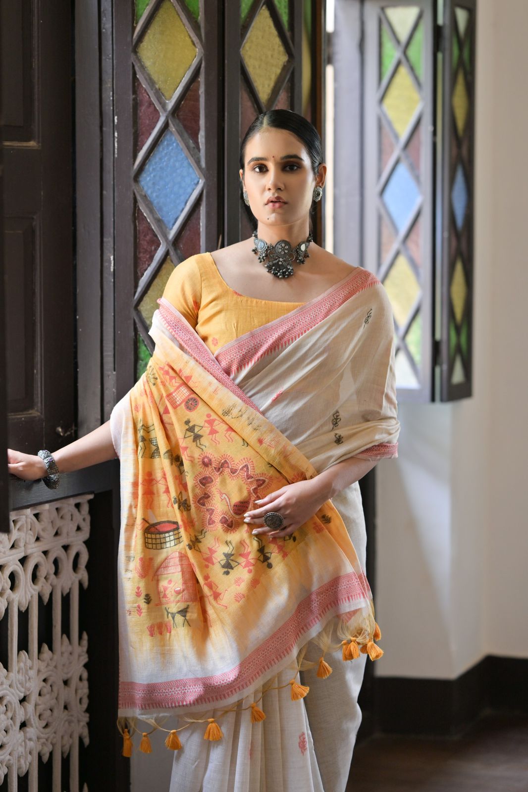 PREMIUM SOFT MUGA COTTON WARLI SAREE