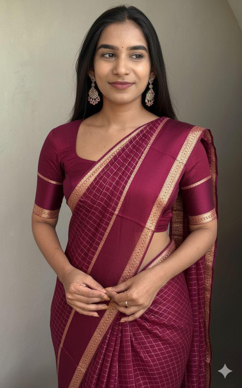 Viscose Georgget Saree With Running Blouse