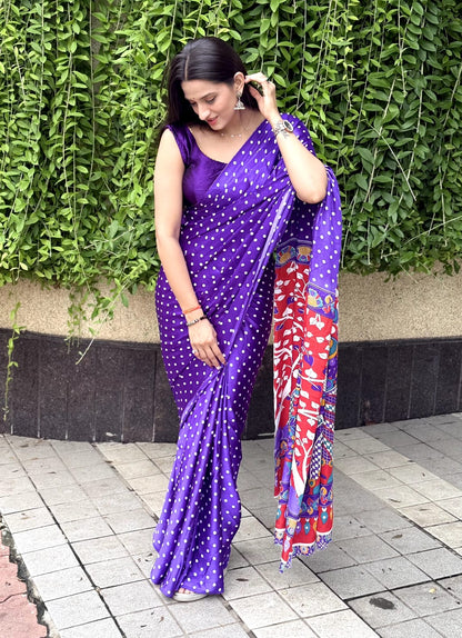 RUNNING GAJI SATIN AJRAK PRINT saree