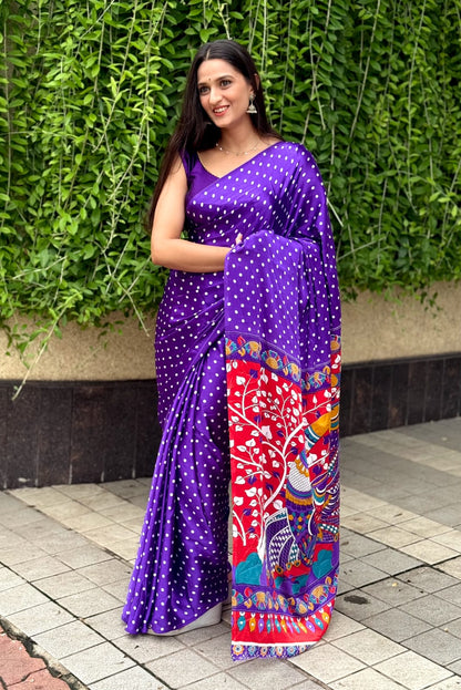 RUNNING GAJI SATIN AJRAK PRINT saree